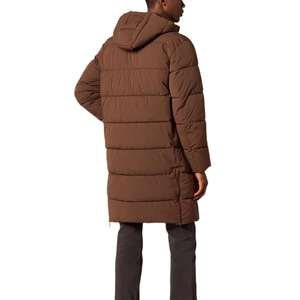 <b>Long</b> Quilted Winter Jacket With Hood Full Sleeves Zipper Closure Solid Color Polyester Shell Thick Warm <b>Coat</b> - Product Image 5