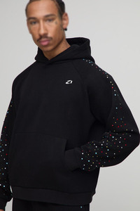 Sweat à capuche oversize en molleton de coton avec strass multicolores, design minimaliste, streetwear pour hommes, directement de l'usine - Product Image 3