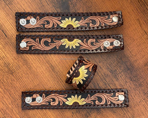 Nouvelle arrivée vente chaude Western élégant peint à la main en cuir repoussé main manchette bracelets unisexe usage quotidien accessoire de mode - Product Image 3