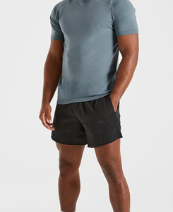 T-shirt à col rond de haute qualité, couleur unie, manches courtes, respirant, coupe régulière, haut de yoga pour homme, 100% polyester, vêtements décontractés - Product Image 5