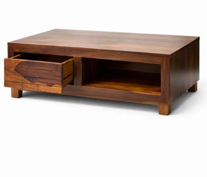 Modern Solid Wood Coffee <b>Table</b> with Drawer and Open Shelf |Rectangular Coffee <b>Table</b> with Storage | B2B Wholesale India - Product Image 4