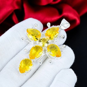 Colgante de Cruz con Gema de Citrino Amarillo, Joyería Hecha a Mano en Plata de Ley 925 para Mujer, Regalo de Cumpleaños para Amigas - Product Image 4