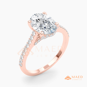 14K Rose Gold Oval Cut Moissanite Engagement Ring Pave Wedding Band Luxury Bridal Jewelry Gift Her USA - Product Image 6