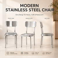 Chaise de salle à manger en acier inoxydable brossé avec assise profilée pour café et restaurant modernes