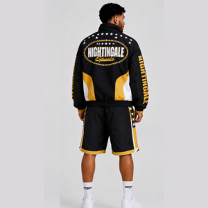 Conjunto de Chaqueta Cortavientos y Pantalones Cortos de Dos Piezas con Cremallera, Poliéster, Estilo Urbano de Verano, Precio al por Mayor, Conjunto Impermeable de Chaqueta y Pantalones Cortos - Product Image 3