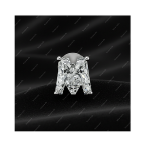 Regalos de Navidad, Pendientes de Plata de Ley 925 con Diamante Cultivado en Laboratorio Certificado por GIA IGI, Letra Inicial del Alfabeto M, Oro Fino, para Él y para Ella - Product Image 1