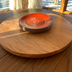 Wood Double Tier Rotating Tray Smooth-Spin Lazy Susan for Tabletop <b>Spice</b> Serving - Product Image 1