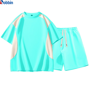 Conjunto Deportivo Personalizado para Hombre, Verano, Estilo Casual, Bloques de Color, Cuello Redondo, Holgado, Pantalones Cortos Deportivos, Conjunto de 2 Piezas - Product Image 5