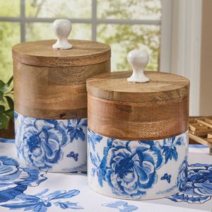 Natural Acacia Wood Enamel Printed <b>Storage</b> <b>Jar</b> <b>for</b> <b>Kitchen</b> Organization <b>Storage</b> Bottles & <b>Jars</b> - Product Image 4