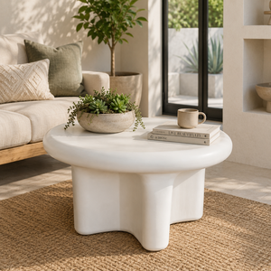 Modern Organic Fiber Concrete Side <b>Table</b> Sculptural Accent <b>Table</b> Lightweight GFRC Indoor Outdoor Furniture - Product Image 1