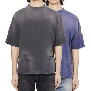 T-shirt Streetwear Vintage Délavé Grande Taille en Coton Léger à Épaules Tombantes Coupe Estivale Effet Usé – Vente en Gros - Product Image 5
