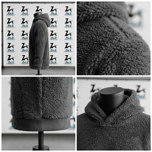 Sweat-shirt à capuche zippé en polaire pour homme, coupe classique, couleur unie, décontracté, pour l'hiver, anti-boulochage, en tricot Sherpa - Product Image 4
