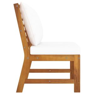 Divano Medio in Legno Massello di Acacia con Rivestimento in Poliestere Crema, Elegante Sedia Media in Legno Massello di Acacia - Product Image 3