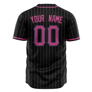 Camiseta de Béisbol en Oferta, Premium, de Poliéster, con Botones al Frente, Deportiva, Negra y Rosa, Fabricación de Ropa Deportiva de Marca Privada - Product Image 2
