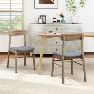 2 Sedie da Pranzo in Legno di Faggio Massiccio, Capacità 180 kg, Imbottite e Rivestite, Stile Rustico per Soggiorni e Esterni - Product Image 2