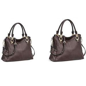 Sac fourre-tout en cuir véritable pour femme, sac à bandoulière grainé avec fermeture éclair et sangle réglable pour les voyages quotidiens - Product Image 3