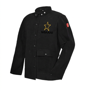 Veste de travail noire à manches longues MBAANI, boutonnée sur le devant, coupe régulière, vêtements de sécurité résistants à la chaleur - Product Image 1