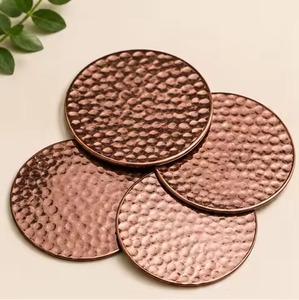 Designer Copper Coaster Set Stylish Beverage <b>Protectors</b> for Coffee <b>Table</b> Restaurant Hotel Bar Home Dining Room - Product Image 3