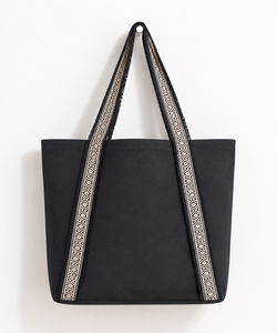 Black <b>Canvas</b> Tote Bag Strap Shoulder Crossbody Handbag Large Capacity Casual Travel <b>Shopper</b> - Product Image 1