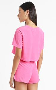 Women Crew Neck <b>Crop</b> <b>Top</b> Full Sleeve Loose Fit Solid Color 100% Cotton Breathable Casual Autumn Wear - Product Image 5