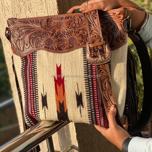 New Arrival Hand Tooled Fringe Handbag Aztec Saddle <b>Blanket</b> Sling Bag Bohemian Unique Design Stylish High Quality Bag for Women - Product Image 3