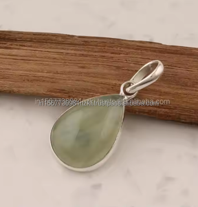 สร้อยคอ prehnite ธรรมชาติจี้เงิน prehnite libra Zodiac เครื่องประดับเจ้าสาวงานแต่งงานสร้อยคอแท้อัญมณี - Product Image 4