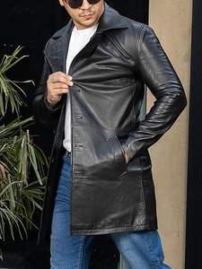 Manteau long en cuir sur mesure pour homme, de haute qualité, style trench, en similicuir, pour hommes - Product Image 3