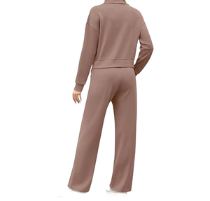 High Quality Eco-Friendly Two-Piece Women's Winter Tracksuit Hooded Fleece High-Waisted Oversized Loose Fit 100% Polyester - Product Image 3