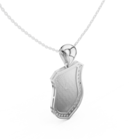 Collier pendentif bouclier de luxe en or blanc 10K avec diamant de laboratoire, ancre nautique et roue de bateau