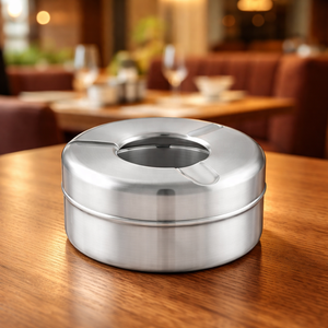 Cendrier portable haut de gamme en acier inoxydable personnalisable, coupe-vent, élégant, accessoire de table pour bars et restaurants, pour espaces fumeurs modernes - Product Image 2
