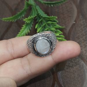 Natural Moonstone 925 Sterling Silver <b>Ring</b> Handmade Textured <b>Statement</b> <b>Ring</b> Oval Cabochon Gemstone Boho Jewelry Gift for Men Him - Product Image 2