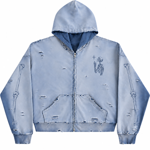 Veste unisexe gothique à capuche zippée, coupe oversize unie, respirante, tricotée 100% coton, anti-plis, style streetwear automne - Product Image 1