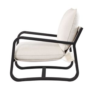 Fauteuil à bascule Blaire en tissu couleur avoine avec structure métallique, chaise rembourrée pour salon - Product Image 5