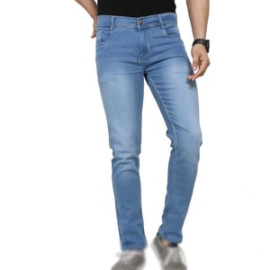 Men's Slim Fit Straight Leg Stonewashed Denim Jeans Mid Waist Casual Style Cotton Fabric Autumn Wear - Product Image 6