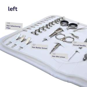 Kit d'outils pour extensions de cheveux avec pinces de sélection, ciseaux de barbier, mini-ciseaux, aiguilles courbées, accessoires de salon en métal, kit capillaire - Product Image 1