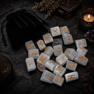 Juego de Piedras Rúnicas de Selenita Natural, 25 Piezas del Alfabeto Rúnico Elder Futhark, Kit de Fundición de Runas para Regalos Espirituales - Product Image 2
