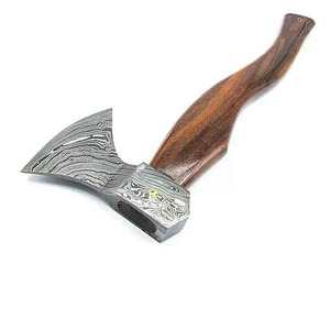 Hacha Vikinga Hecha a Mano de Acero al Carbono con Mango de Madera y Funda de Cuero Fino, Hacha de Estilo Vikingo para Uso en Exteriores - Product Image 6