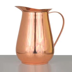 Carafe en cuivre pur de grande taille, de qualité supérieure, de couleur or rose, au design antique, avec poignée, pour l'eau potable. - Product Image 2