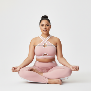 Private Label Plus Size Solid Yoga Set Women High Waist Leggings Sports <b>Bra</b> Gym Workout Activewear 2-Piece Quick-Dry Breathable - Product Image 1