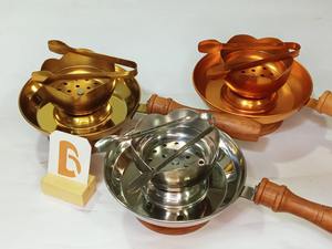 Quemador de incienso árabe de acero inoxidable con soporte para carbón y mango de madera, quemador de Oud Madkhan aromático hecho a mano - Product Image 4