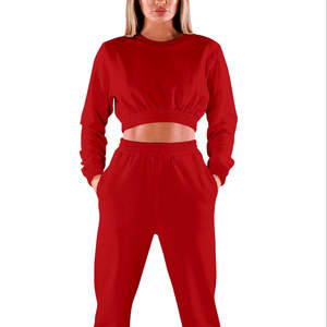 Conjunto de dos piezas de algodón de punto para gimnasio, yoga y ropa deportiva: Top corto sin espalda con media cremallera y pantalón jogger. Venta al por mayor, personalizado. - Product Image 1