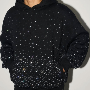 Sudaderas con Capucha Personalizables para Hombre, Estilo Urbano, 100% Algodón, con Brillantina y Pedrería, Ecológicas, de Alta Calidad, Color Sólido, Otoño, Varias Opciones - Product Image 5