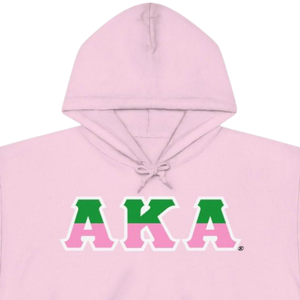 Sudadera con Capucha de Dos Tonos con Letras AKA, Sudadera de Felpa Premium, Ropa Personalizada para Hermandades Griegas, Color Rosa Claro y Verde para Mujer - Product Image 4