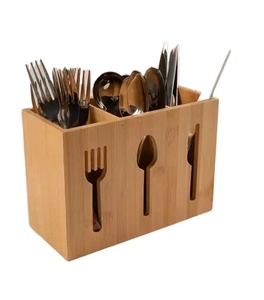 Organizador de Cubiertos de Bambú Moderno, Caja de Almacenamiento Multifuncional para Cucharas, Tenedores y Cuchillos, para Mesa de Cocina o Encimera - Product Image 4