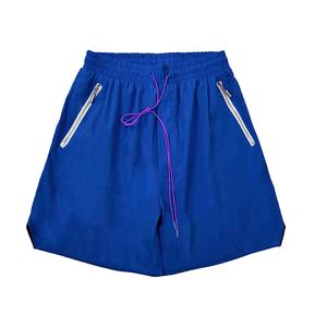 Shorts Bermuda Homme Bleu Marine Taille Mi-Haute avec Cordon de Serrage Séchage Rapide Style Décontracté Couleur Unie Tissu Tissé avec Poches Zippées - Product Image 5