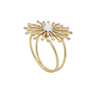 Anillo para Servilletas de Latón con Forma de Flor y Detalles de Cristal, Tono Dorado, Accesorio Decorativo para Mesa - Product Image 1