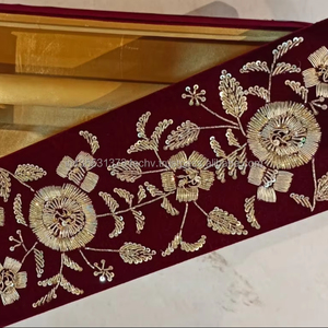 <b>Indian</b> Handmade Zari Luxury Work Embroidered MDF Wooden Rectangle Wedding <b>Bangle</b> Box's Bridal Gift festive & Party favors - Product Image 2