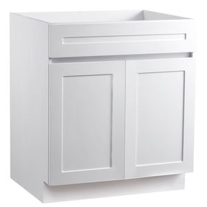 Mobiletto Base Bianco Shaker da 30 Pollici Non Assemblato, 24 Pollici L x 34,5 Pollici H, Pronto per l'Assemblaggio, Mobiletto Base per Lavello da Cucina Soft-C - Product Image 1