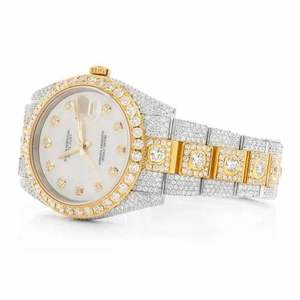 Luxury Iced Out Moissanite Watch for Men Two Tone Stainless Steel VVS Diamond Look <b>Automatic</b> Hip Hop - Product Image 6