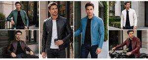แจ็คเก็ตหนังแท้สีดำคุณภาพพรีเมียมสำหรับผู้ชาย มีกระเป๋าซิป 4 ช่อง ปกแบบ Snap-Tab ปิดด้วยซิป หนังหนา 0.5 ถึง 0.9 มม. - Product Image 4